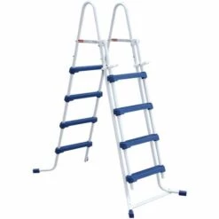 HABITAT ET JARDIN Echelle Piscine - Hauteur 1,32m - Blanc Et Bleu.