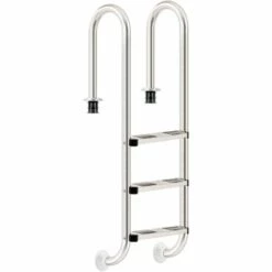 Sécurité et protection de la piscine Soldes 28 Zelsius Echelle De Piscine à 3 Marches En Acier Inoxydable V2A | 50,2 X 36,5 X 158 Cm - Argent | Avec Protection Antidérapante | Escalier De Piscine