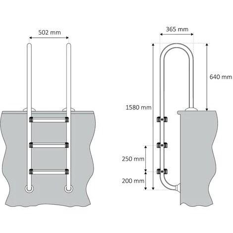 Zelsius Echelle De Piscine à 3 Marches En Acier Inoxydable V2A | 50,2 X 36,5 X 158 Cm - Argent | Avec Protection Antidérapante | Escalier De Piscine 2 Zelsius Echelle De Piscine à 3 Marches En Acier Inoxydable V2A | 50,2 X 36,5 X 158 Cm - Argent | Avec Protection Antidérapante | Escalier De Piscine – Image 2