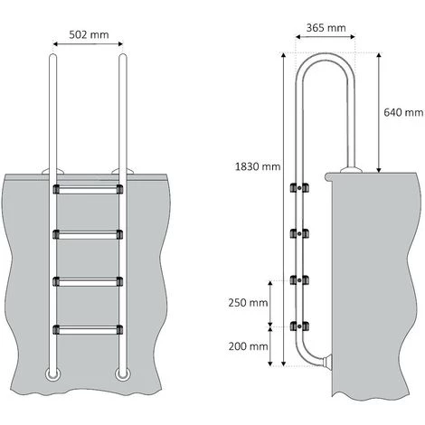 Zelsius Echelle De Piscine à 4 Marches En Acier Inoxydable V2A | 50,2 X 36,5 X 183 Cm - Argent | Avec Protection Antidérapante | Escalier De Piscine 2 Zelsius Echelle De Piscine à 4 Marches En Acier Inoxydable V2A | 50,2 X 36,5 X 183 Cm - Argent | Avec Protection Antidérapante | Escalier De Piscine – Image 2