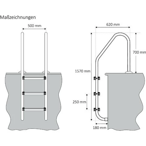 Zelsius Echelle De Piscine à 3 Marches A | 50 X 62 X 157 Cm - Argent | Avec Protection Antidérapante 2 Zelsius Echelle De Piscine à 3 Marches A | 50 X 62 X 157 Cm - Argent | Avec Protection Antidérapante – Image 2