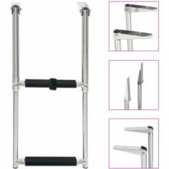 VidaXL Échelle D'embarquement Pliable 2 Marches Acier Inoxydable