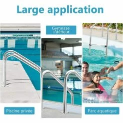 COSTWAY Échelle De Piscine à 3 Niveaux 147cm En Acier Inoxydable Avec Marches Antidérapantes Et Mains Courantes Confortables -Sécurité et protection de la piscine Soldes 34634899 4