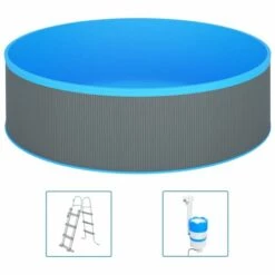 VidaXL Piscine à éclaboussures Avec échelle Et Pompe 350x90 Cm Gris