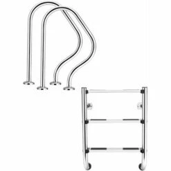 HELLOSHOP26 Échelle De Piscine à 3 Marches Protection Antidérapante Rampe De Bassin Natation Escalier Parc Aquatique Capacité De Charge De 200 Kg