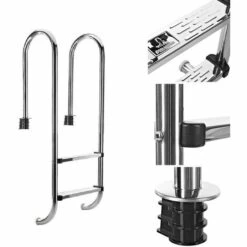 Bc-elec - PL002 Echelle De Piscine à 2 échelons En Acier Inoxydable 304SS, 133cm, Escalier Piscine à 2 Marches - Gris