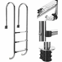 Bc-elec - PL003 Echelle De Piscine à 3 échelons En Acier Inoxydable 304SS, 158cm, Escalier Piscine à 3 Marches - Gris