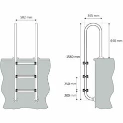 Bc-elec - PL003 Echelle De Piscine à 3 échelons En Acier Inoxydable 304SS, 158cm, Escalier Piscine à 3 Marches - Gris -Sécurité et protection de la piscine Soldes 47941924 4