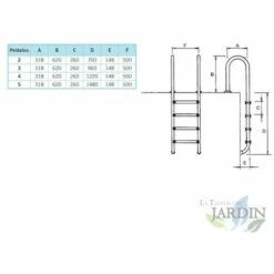 SUINGA Echelle Murale Pour Piscine - Modèle Standard 4 Marches -Sécurité et protection de la piscine Soldes 52070394 3