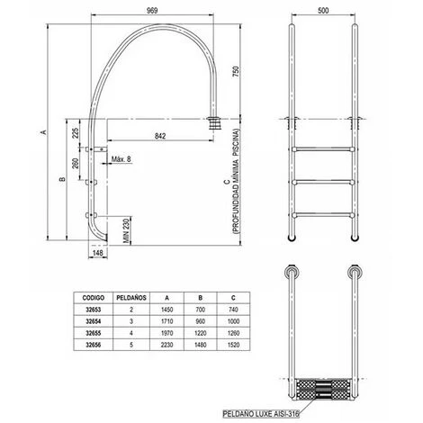 SUINGA Échelle De Piscine à Débordement - 4 Marches 2 SUINGA Échelle De Piscine à Débordement - 4 Marches – Image 2