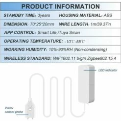 Alarme Fuite D'eau,Betterlife Détecteur De Fuite D'eau Détecteur D'inondation Alarme D'eau Détecteur D'eau Sans Fil Avec Son D'alarme De 60 DB, Notification Push Sur L'application Tuya Smart/Smart Life 7 Alarme Fuite D'eau,Betterlife Détecteur De Fuite D'eau Détecteur D'inondation Alarme D'eau Détecteur D'eau Sans Fil Avec Son D'alarme De 60 DB, Notification Push Sur L'application Tuya Smart/Smart Life -Sécurité et protection de la piscine Soldes 54395906 3