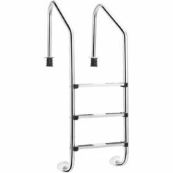 HELLOSHOP26 Échelle De Piscine à 3 Niveaux 147cm En Acier Inoxydable Avec Marches Antidérapantes Et Mains Courantes Confortables - Argenté