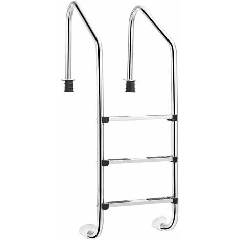 HELLOSHOP26 Échelle De Piscine à 3 Niveaux 147cm En Acier Inoxydable Avec Marches Antidérapantes Et Mains Courantes Confortables - Argenté 1 HELLOSHOP26 Échelle De Piscine à 3 Niveaux 147cm En Acier Inoxydable Avec Marches Antidérapantes Et Mains Courantes Confortables - Argenté
