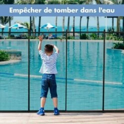 DREMADE DREAMADE Barrière De Piscine Barrière De Protection De Sécurité Pour Piscine, Tube En Aluminium, Pieds En Acier Inoxydable Et Accessoires En Plastique 360 X 125 CM Noire -Sécurité et protection de la piscine Soldes 56476737 4