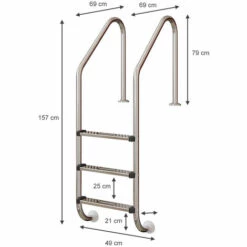 Échelle De Piscine Acier Inoxydable Brillant Avec 3 Barreaux VitaliSpa -Sécurité et protection de la piscine Soldes 59119884 3