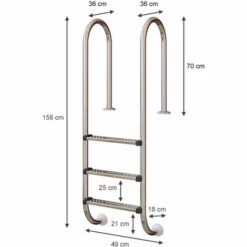 Échelle De Piscine Acier Inoxydable Brillant Avec 3 Barreaux VitaliSpa -Sécurité et protection de la piscine Soldes 59174937 3