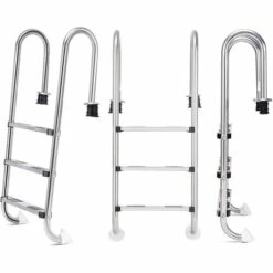 RELAX4LIFE Echelle De Piscine à 3 Marches En Acier Inoxydable, Echelle Antidérapante Outil Indispensable à Piscine, 132x50x26,5CM