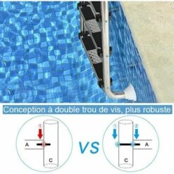 RELAX4LIFE Echelle De Piscine à 3 Marches En Acier Inoxydable, Echelle Antidérapante Outil Indispensable à Piscine, 132x50x26,5CM -Sécurité et protection de la piscine Soldes 60475650 4