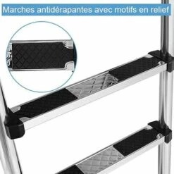 RELAX4LIFE Echelle De Piscine à 3 Marches En Acier Inoxydable, Echelle Antidérapante Outil Indispensable à Piscine, 132x50x26,5CM -Sécurité et protection de la piscine Soldes 60475650 5
