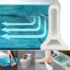 FUHUIDATRADING Barrière De Douche Pliable Et Système De Rétention Pour Barrage D'eau Et Maintient L'eau à L'intérieur Du Seuil -Sécurité et protection de la piscine Soldes 64047261 3