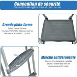 RELAX4LIFE Échelle De Piscine Hors Sol En Acier INOX Hauteur 122cm, Patins Antidérapants Sur 6 Pédales, Échelle Double Sécurité Pour Piscine Avec Plate-Forme Amovible, Charge Max 150KG -Sécurité et protection de la piscine Soldes 64129871 5
