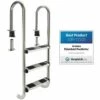 AREBOS Echelle De Piscine En Acier Inoxydable 3 Ou 4 Marches | Avec Patins Antidérapants Sur Les échelons | Echelle D'accès Argent | Echelle Encastrée 3 Marches | 132 X 45 X 23 Cm - Argent