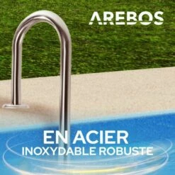 AREBOS Echelle De Piscine En Acier Inoxydable 3 Ou 4 Marches | Avec Patins Antidérapants Sur Les échelons | Echelle D'accès Argent | Echelle Encastrée 3 Marches | 132 X 45 X 23 Cm - Argent -Sécurité et protection de la piscine Soldes 8339670 3