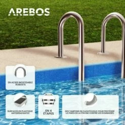AREBOS Échelle De Piscine | Échelle De Securité | 4 Marches Acier | Inoxydable - Argento -Sécurité et protection de la piscine Soldes 8339671 5